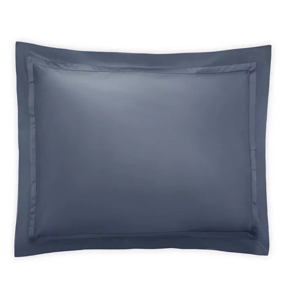 Matouk Nocturne Sateen Standard Sham Steel Blue 600TC NEW $178